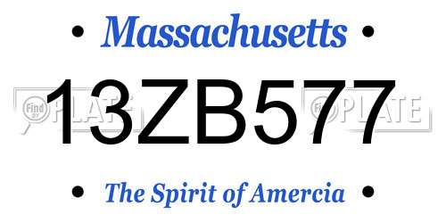 13ZB577 Massachusetts License Plate