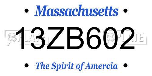 13ZB602 Massachusetts License Plate