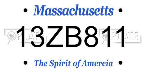 13ZB811 Massachusetts License Plate