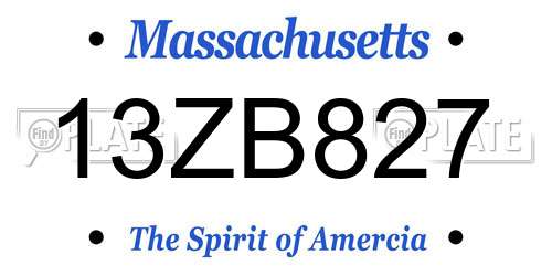 13ZB827 Massachusetts License Plate