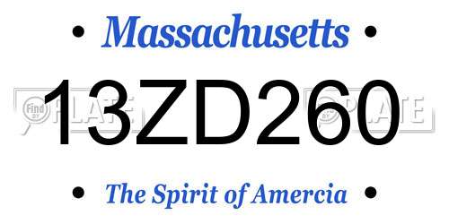 13ZD260 Massachusetts License Plate