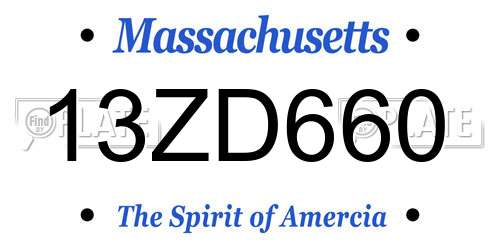 13ZD660 Massachusetts License Plate