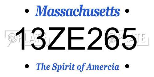 13ZE265 Massachusetts License Plate