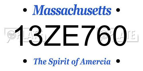13ZE760 Massachusetts License Plate