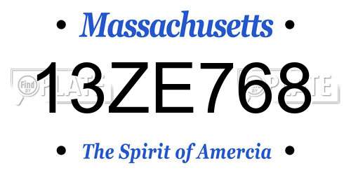 13ZE768 Massachusetts License Plate