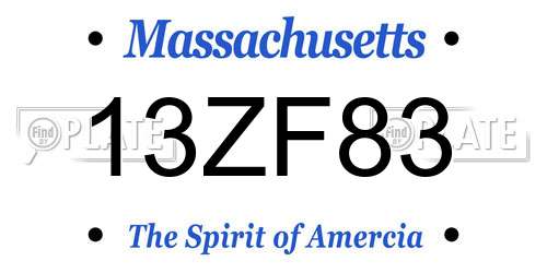 13ZF83 Massachusetts License Plate