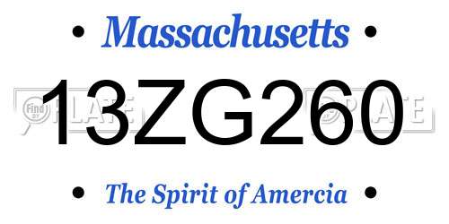 13ZG260 Massachusetts License Plate