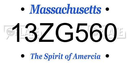 13ZG560 Massachusetts License Plate