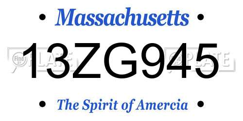13ZG945 Massachusetts License Plate