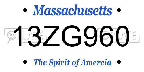 13ZG960 Massachusetts License Plate