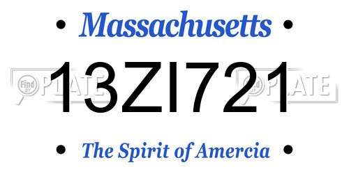 13ZI721 Massachusetts License Plate