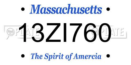 13ZI760 Massachusetts License Plate