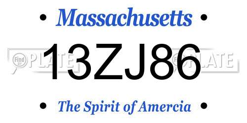 13ZJ86 Massachusetts License Plate