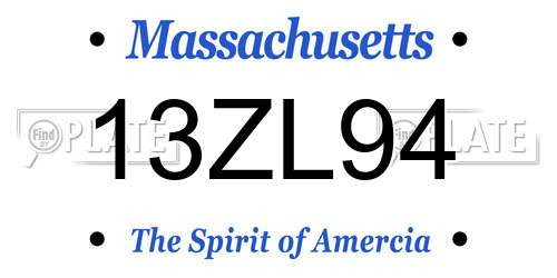13ZL94 Massachusetts License Plate