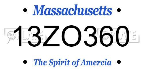 13ZO360 Massachusetts License Plate