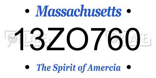 13ZO760 Massachusetts License Plate