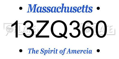 13ZQ360 Massachusetts License Plate