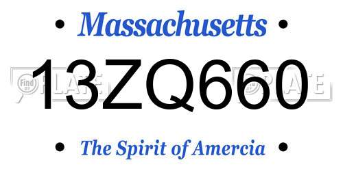 13ZQ660 Massachusetts License Plate