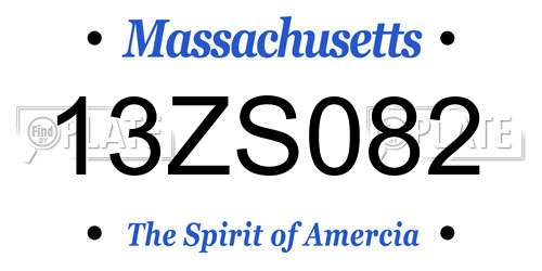 13ZS082 Massachusetts License Plate
