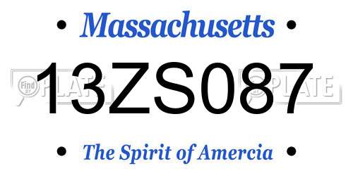 13ZS087 Massachusetts License Plate