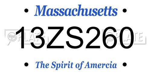 13ZS260 Massachusetts License Plate