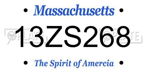 13ZS268 Massachusetts License Plate