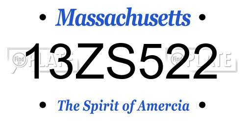 13ZS522 Massachusetts License Plate