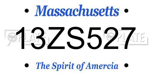 13ZS527 Massachusetts License Plate
