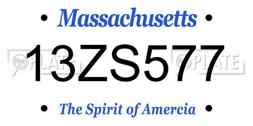 13ZS577 Massachusetts License Plate