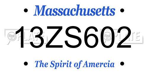 13ZS602 Massachusetts License Plate