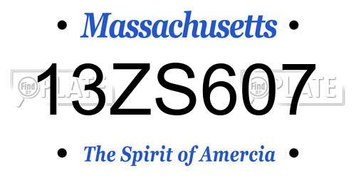13ZS607 Massachusetts License Plate