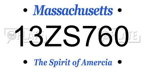 13ZS760 Massachusetts License Plate