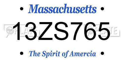13ZS765 Massachusetts License Plate