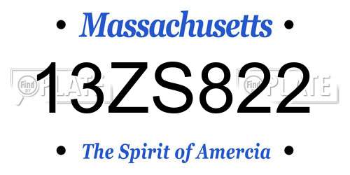 13ZS822 Massachusetts License Plate