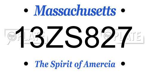 13ZS827 Massachusetts License Plate