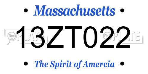 13ZT022 Massachusetts License Plate