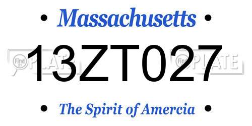 13ZT027 Massachusetts License Plate
