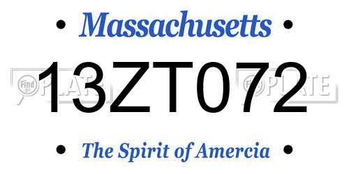 13ZT072 Massachusetts License Plate