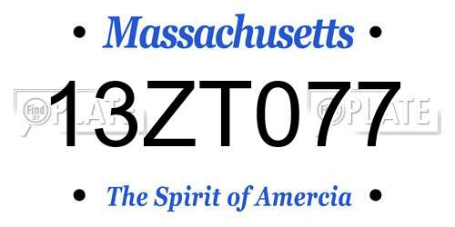 13ZT077 Massachusetts License Plate