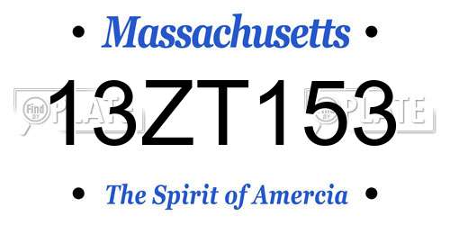 13ZT153 Massachusetts License Plate