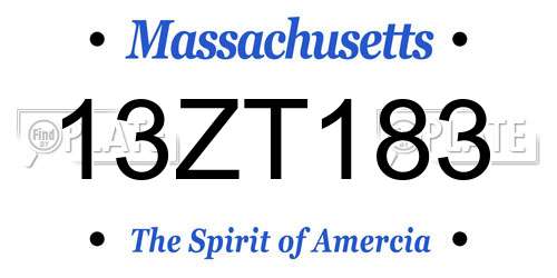 13ZT183 Massachusetts License Plate