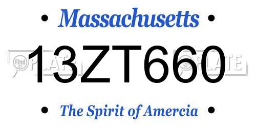 13ZT660 Massachusetts License Plate
