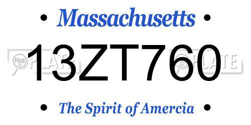13ZT760 Massachusetts License Plate