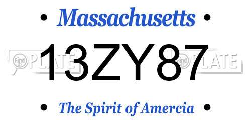 13ZY87 Massachusetts License Plate