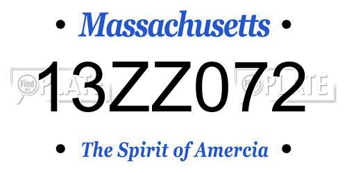 13ZZ072 Massachusetts License Plate