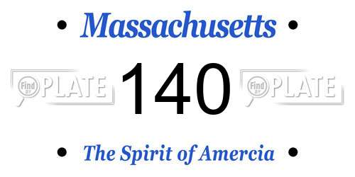 140 Massachusetts License Plate