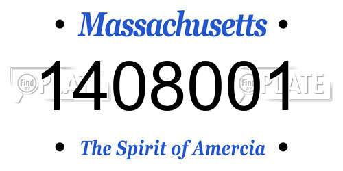 1408001 Massachusetts License Plate