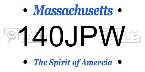 140JPW Massachusetts License Plate