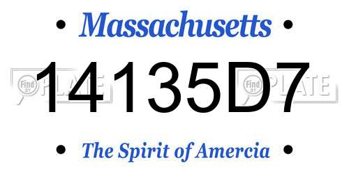 14135D7 Massachusetts License Plate