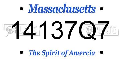 14137Q7 Massachusetts License Plate